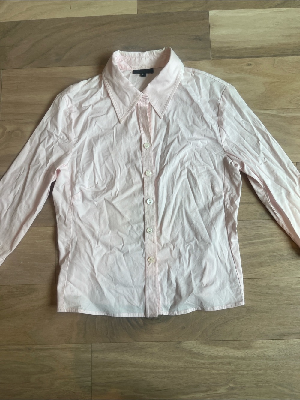 Y2K Madison Baby Pink 3/4 Sleeve Button-Up Cotton Tee Size S